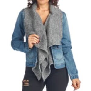 CI SONO Shawl Collar Blue Denim Jacket Women’s Size M
